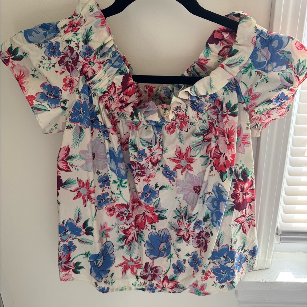 Gap Floral off the shoulder Ruffle Neck Women's Top size S EUC